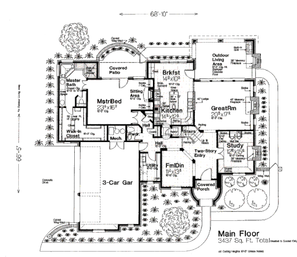 House Blueprint - European Floor Plan - Main Floor Plan #310-644