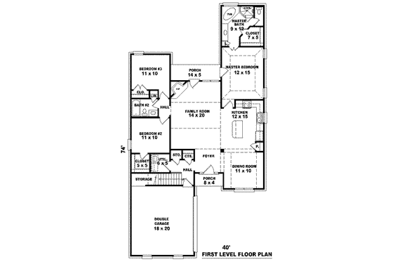 Floor Plan - Main Floor for European House Plan #81-1447 - 3 bed, 2 bath
