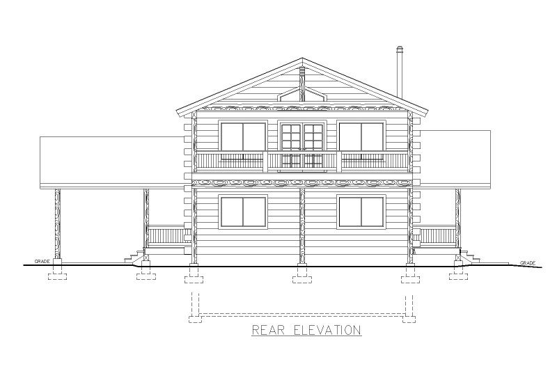 Home Plan - Exterior - Rear Elevation for Log House Plan #117-1019 - 3 bed, 2.5 bath