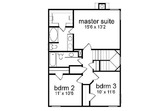 Floor Plan - Upper Floor for Traditional House Plan #84-106 - 3 bed, 2.5 bath