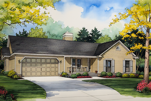 House Plan Design - Exterior - Front Elevation for Ranch House Plan #30-157 - 3 bed, 2 bath