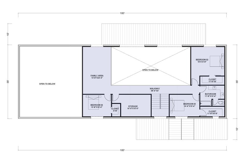 House Design - Floor Plan - Upper Floor for Barndominium House Plan #1107-33 - 4 bed, 2.5 bath