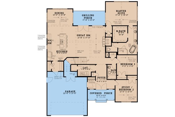 Floor Plan - Main Floor for Farmhouse House Plan #923-247 - 3 bed, 2.5 bath
