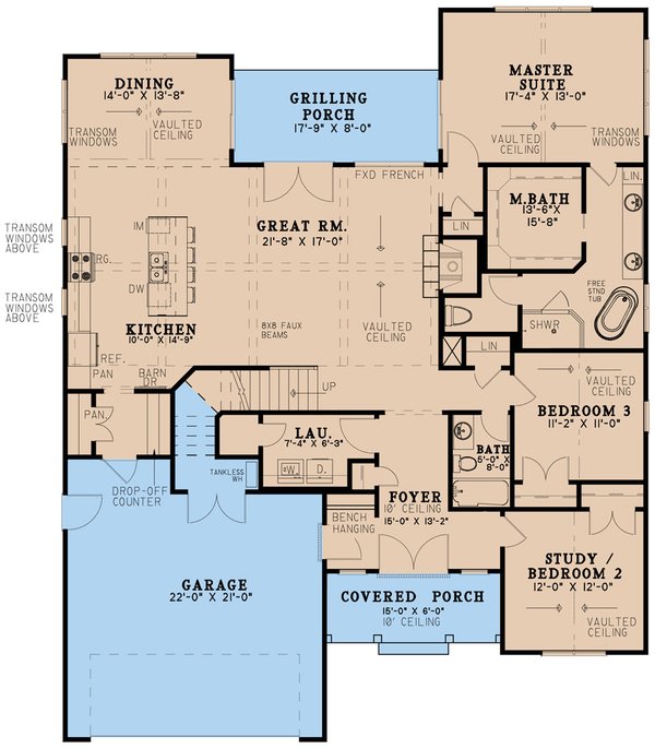 House Plan Design - Farmhouse Floor Plan - Main Floor Plan #923-247