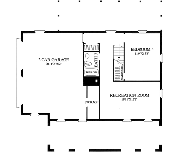 Home Plan - Southern Floor Plan - Lower Floor Plan #137-110