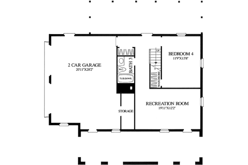 Dream House Plan - Floor Plan - Lower Floor for Southern House Plan #137-110 - 4 bed, 3 bath