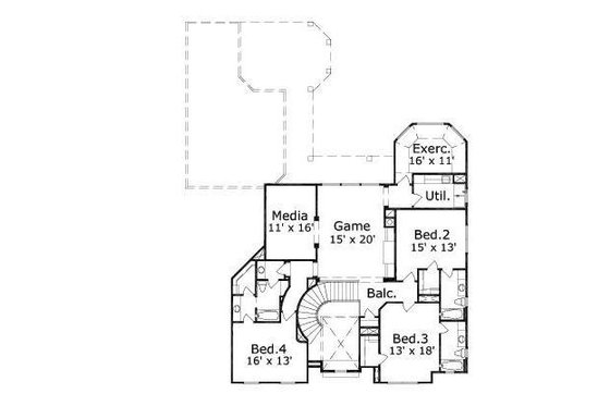 Floor Plan - Upper Floor for European House Plan #411-623 - 4 bed, 4.5 bath