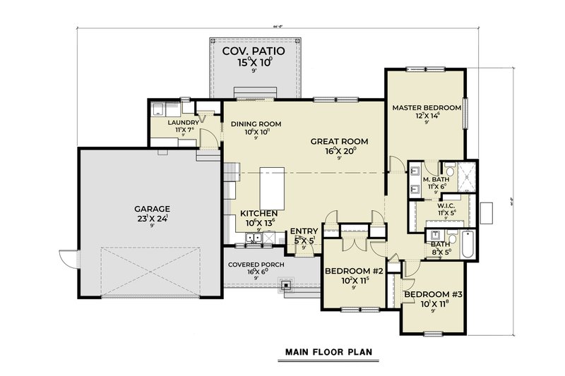 Craftsman Style House Plan - 3 Beds 2 Baths 1521 Sq/Ft Plan #1070-202 ...