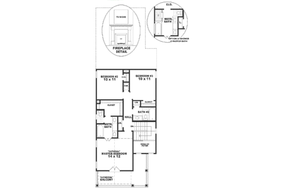 Floor Plan - Upper Floor for Southern House Plan #81-114 - 3 bed, 2.5 bath