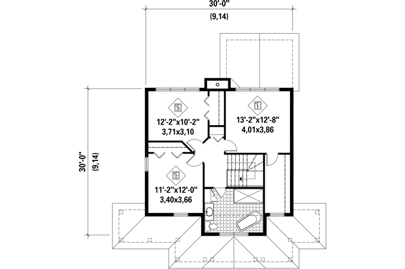 House Blueprint - Floor Plan - Upper Floor for Country House Plan #25-4603 - 3 bed, 1 bath