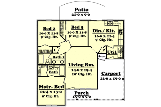 Floor Plan - Main Floor for Country House Plan #430-5 - 3 bed, 2 bath
