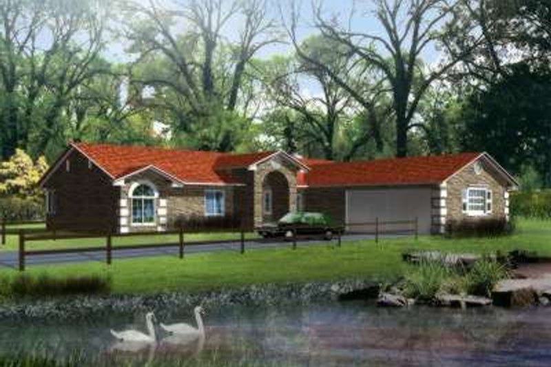 Home Plan - Adobe / Southwestern Exterior - Front Elevation Plan #1-405