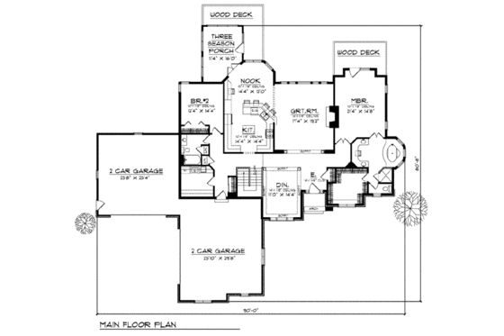 Floor Plan - Main Floor for Mediterranean House Plan #70-780 - 4 bed, 3.5 bath