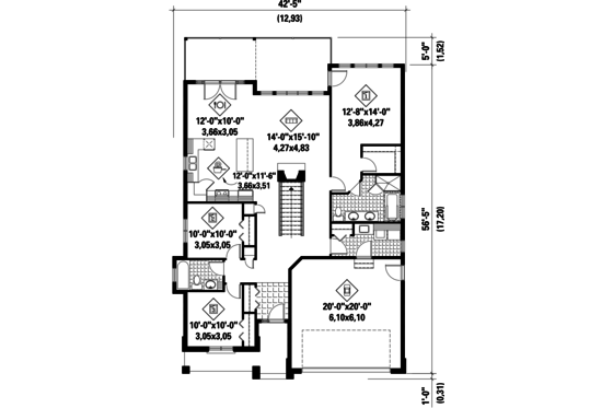 Floor Plan - Main Floor for Traditional House Plan #25-4363 - 3 bed, 2 bath
