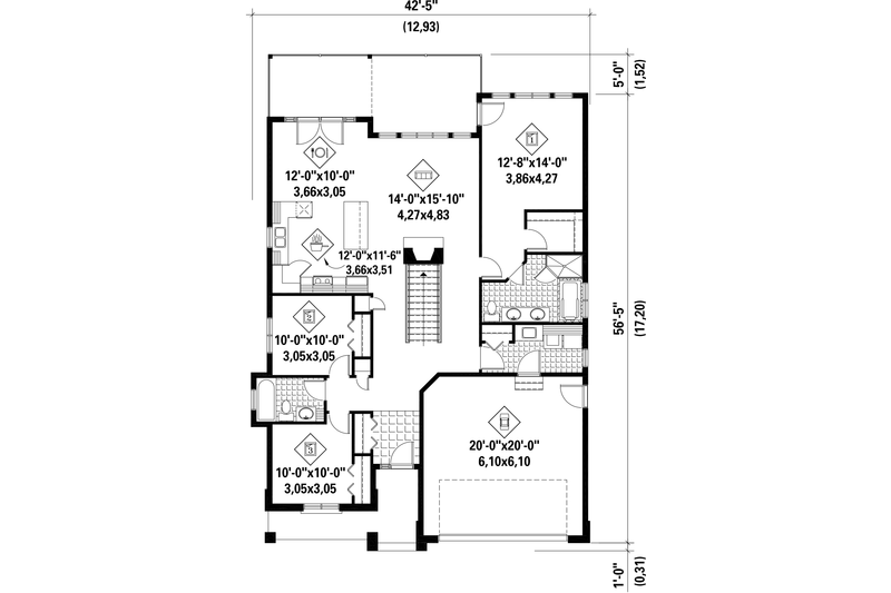 Dream House Plan - Floor Plan - Main Floor for Traditional House Plan #25-4363 - 3 bed, 2 bath