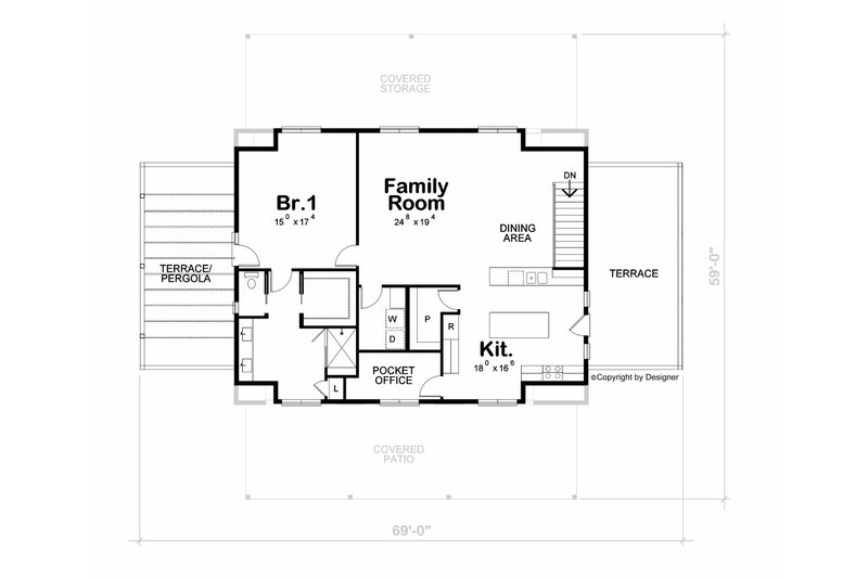 House Design - Floor Plan - Upper Floor for Barndominium House Plan #20-2533 - 1 bed, 2 bath