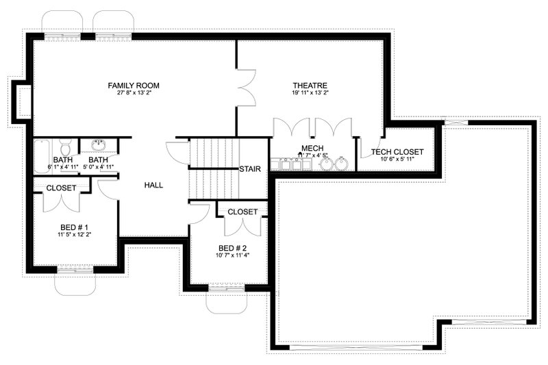 Architectural House Design - Floor Plan - Lower Floor for Traditional House Plan #1060-346 - 3 bed, 2.5 bath