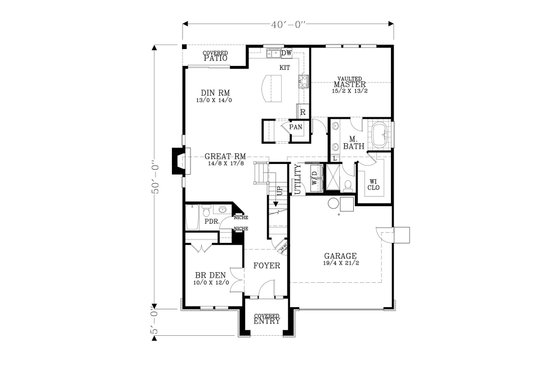 Floor Plan - Main Floor for Craftsman House Plan #53-467 - 4 bed, 3 bath