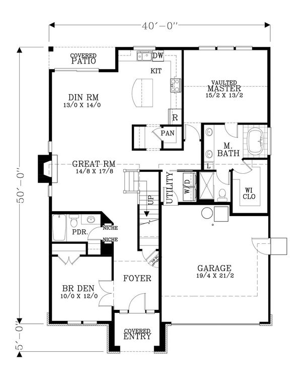 Craftsman Floor Plan - Main Floor Plan #53-467