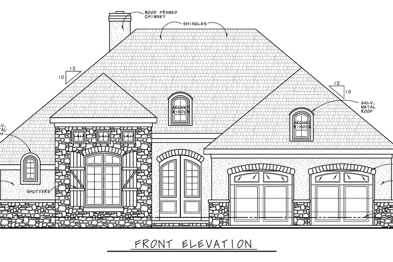 Architectural House Design - Exterior - Front Elevation 4 for European House Plan #20-1396 - 2 bed, 2 bath