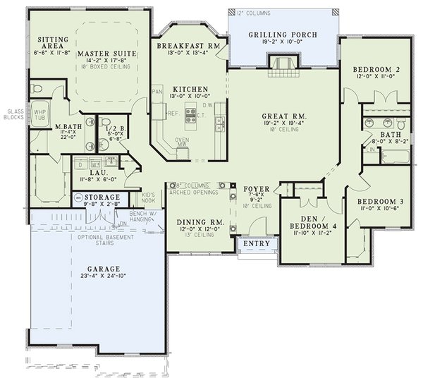 Architectural House Design - European Floor Plan - Main Floor Plan #17-2280