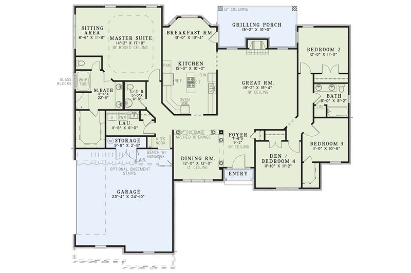 Home Plan - Floor Plan - Main Floor for European House Plan #17-2280 - 4 bed, 2.5 bath
