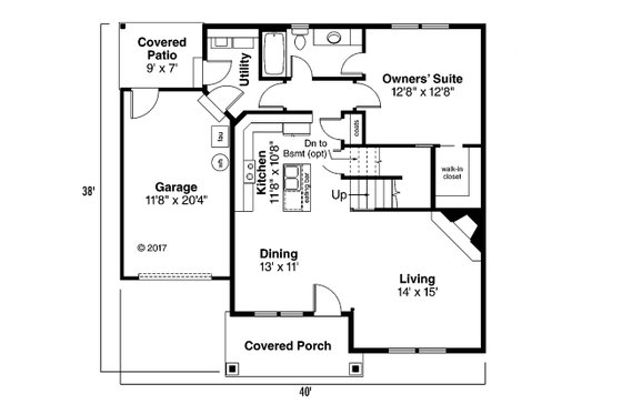 Floor Plan - Main Floor for Traditional House Plan #124-398 - 3 bed, 2 bath