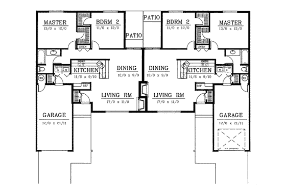 Floor Plan - Main Floor for Traditional House Plan #100-108 - 2 bed, 1 bath