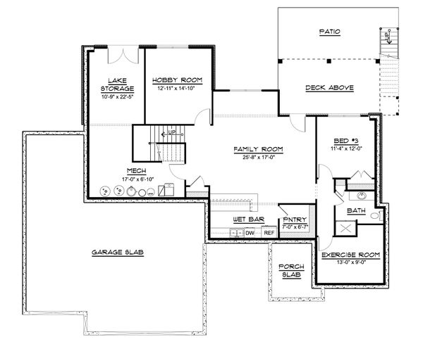 Ranch Floor Plan - Lower Floor Plan #1064-87