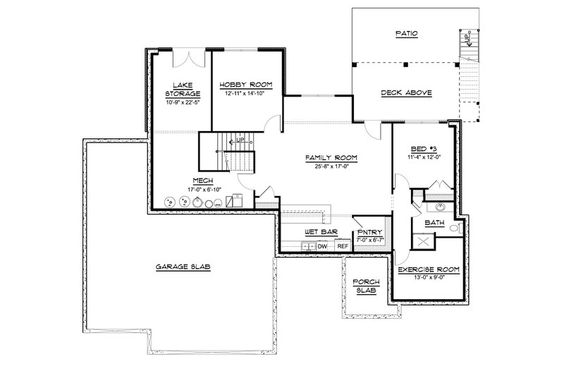 Home Plan - Floor Plan - Lower Floor for Ranch House Plan #1064-87 - 2 bed, 2.5 bath