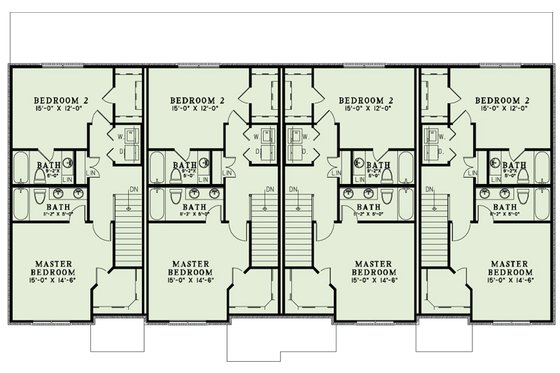 Floor Plan - Upper Floor for European House Plan #17-2525 - 2 bed, 2.5 bath