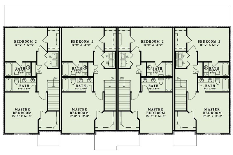 House Blueprint - Floor Plan - Upper Floor for European House Plan #17-2525 - 2 bed, 2.5 bath