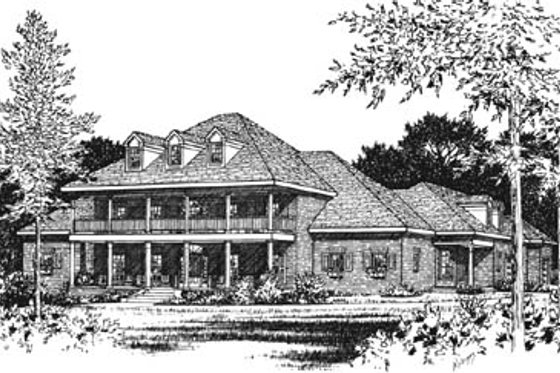 Exterior - Front Elevation for Southern House Plan #15-238 - 5 bed, 4.5 bath