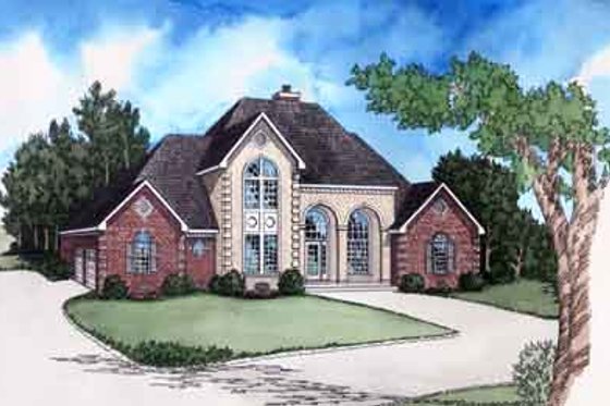 Exterior - Front Elevation for European House Plan #16-275 - 4 bed, 3.5 bath