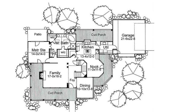 Floor Plan - Main Floor for Traditional House Plan #120-130 - 3 bed, 2 bath