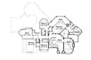 Floor Plan - Upper Floor for European House Plan #411-564 - 4 bed, 4.5 bath