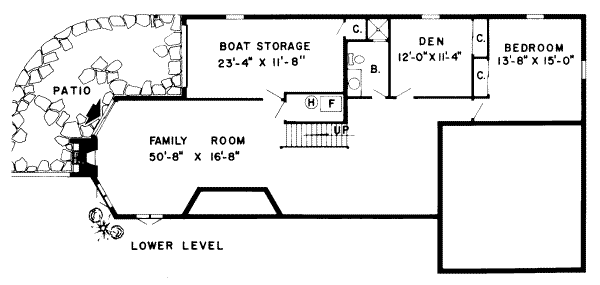 Floor Plan - Lower Floor for Modern House Plan #312-410 - 5 bed, 3 bath