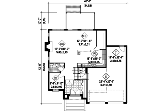 Floor Plan - Main Floor for Traditional House Plan #25-4486 - 3 bed, 2 bath