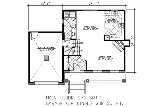 Floor Plan - Main Floor for Country House Plan #138-320 - 3 bed, 1.5 bath