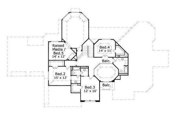 Floor Plan - Upper Floor for European House Plan #411-291 - 5 bed, 3 bath