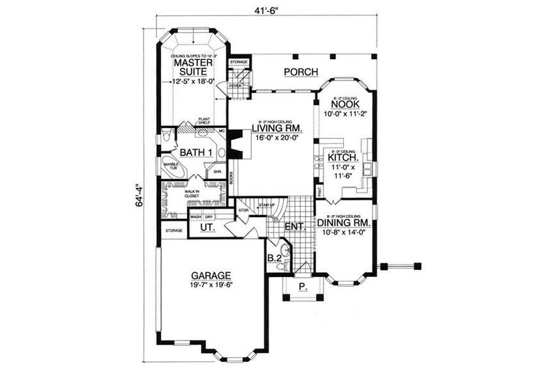 Home Plan - Floor Plan - Main Floor for European House Plan #40-256 - 3 bed, 2.5 bath