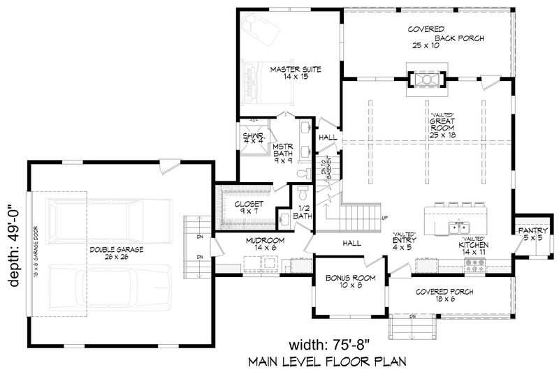 House Blueprint - Floor Plan - Main Floor for Farmhouse House Plan #932-1415 - 3 bed, 2.5 bath