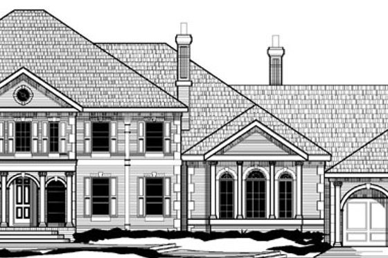 Exterior - Front Elevation for Southern House Plan #67-126 - 5 bed, 6.5 bath