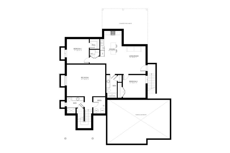 House Blueprint - Floor Plan - Lower Floor for Farmhouse House Plan #1114-68 - 4 bed, 3.5 bath