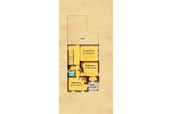 Floor Plan - Upper Floor for Beach House Plan #442-2 - 3 bed, 2.5 bath