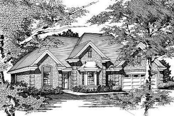 Exterior - Front Elevation for European House Plan #329-238 - 3 bed, 2 bath