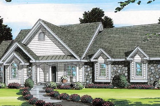 Exterior - Front Elevation for Traditional House Plan #312-622 - 3 bed, 2 bath
