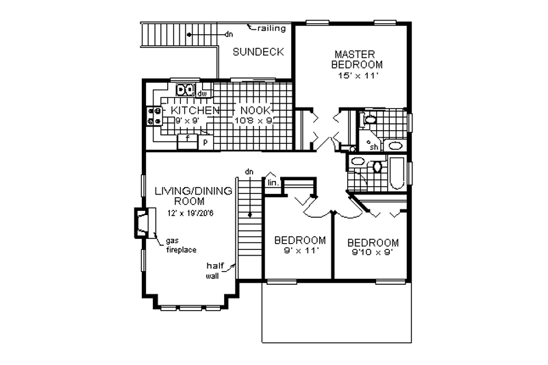 Home Plan - Floor Plan - Main Floor for Traditional House Plan #18-272 - 3 bed, 2 bath