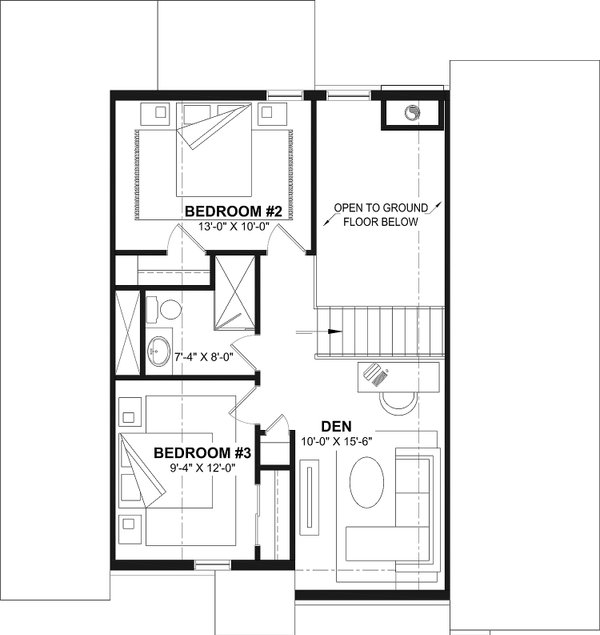 House Design - Floor Plan - Upper Floor for Cabin House Plan #23-2879 - 3 bed, 2.5 bath
