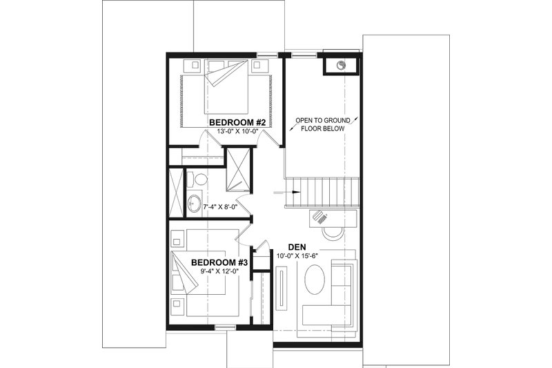 House Design - Floor Plan - Upper Floor for Cabin House Plan #23-2879 - 3 bed, 2.5 bath
